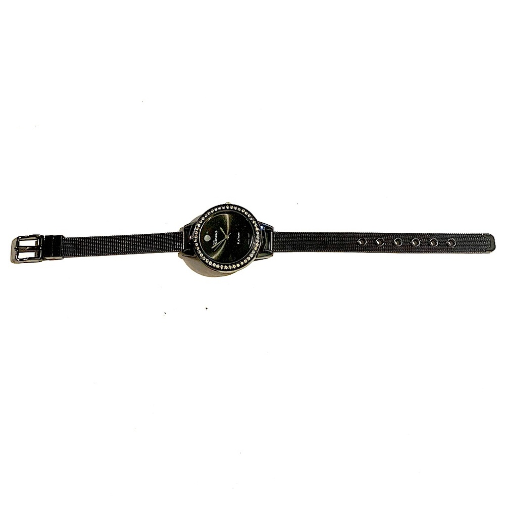 Elegant Black Watch with Rhinestone Bezel !